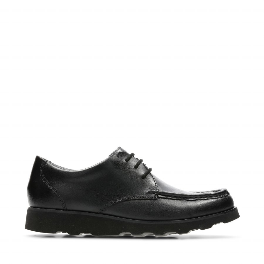 Clarks 'Crown Tate' Boys School Shoes (Black Leather) - Hand Footwear Ltd