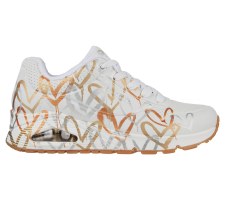 Skechers x JGoldcrown 'Uno - Metallic Love' Ladies Trainers (White/Gold)