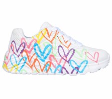 Skechers x JGoldcrown 'Skechers Street Uno Lite - Spread The Love' Girls Trainers (White Multi)