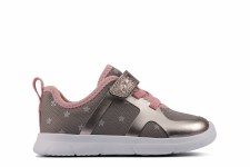 Clarks 'Ath Flux Toddler' Girls Shoes (Pewter)