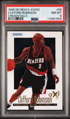 1996/97 SKYBOX EX2000 #58 CLIFFORD ROBINSON CREDENTIALS #082/499 - PSA 8