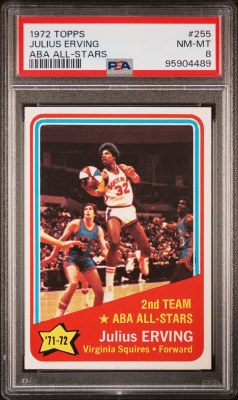 1972 TOPPS 255 ERVING PSA 8