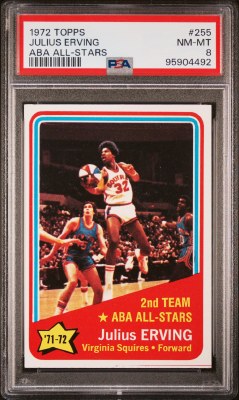 1972 TOPPS 255 ERVING PSA 8