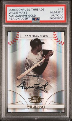 2008 DONRUSS MAYS AUTO PSA 8