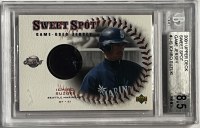 2001 UD SWEET SPOT ICHIRO SUZUKI GAME USED BLUE JERSEY ROOKIE RELIC J-IS, BGS 8.5