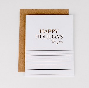 Wrinkle and Crease Happy Holidays Stripe Card