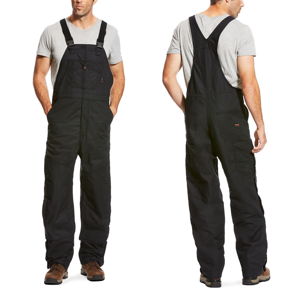 Ariat 10023457 Men's Black FR Insulated Overall 2.0 Bib Boot-Cut Workhorse Pants