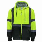SB-C3MWBBZ HI VIS MIDWEIGHT ZIP UP SWEATSHIRT WITH BLACK BOTTOM