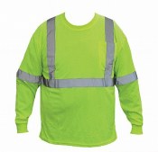 9051LS Green L Hi-Vis Long Sleeve Pocket T-Shirt