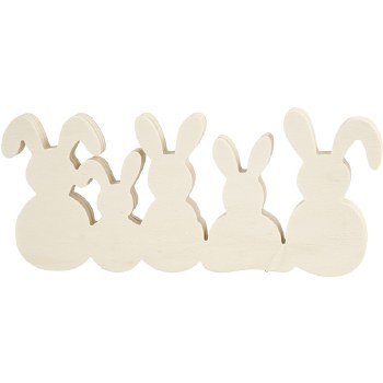 Five rabbits in light wood