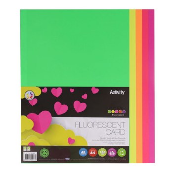 A4 Card 160gsm Fluorescent Colours 40s