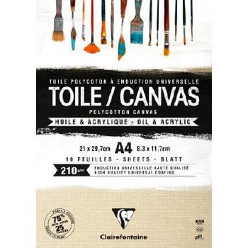 Clairefontaine A4 Natural Canvas Glued Pad 210g