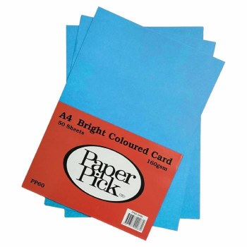 A4 Card 160gsm - 50 Sheets - Mid Blue