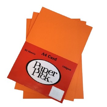 A4 Card 160gsm - 50 Sheets - Orange