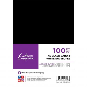 Crafter's Companion - A6 Black Card & Envelopes 100pc