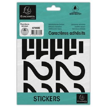 Adhesive Numbers 0-9 Black 60mm