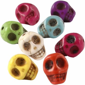 Coloured Skull Beads 32pk