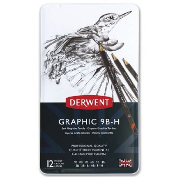 Derwent Graphic Pencil Set - Tin of 12 Soft Selection