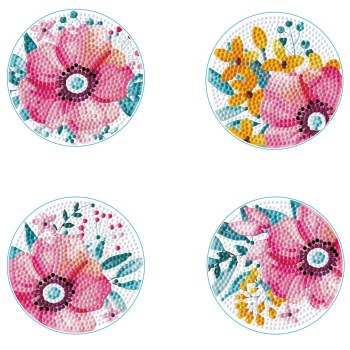 Diamond Dotz - Coasters 4 Pack - Modern Florals