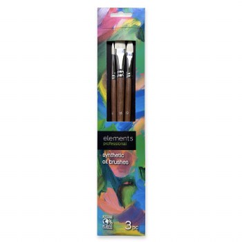 Elements Professional Synthetic Oil Brushes - Pack of 3