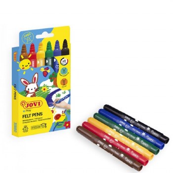 Jovi Washable Felt Pens - 6pcs Assorted Colours