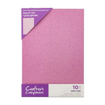 Crafter's Companion Glitter Card 10 Sheets Baby Pink
