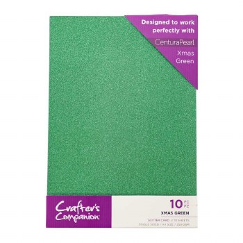 Crafter's Companion Glitter Card 10 Sheets Xmas Green