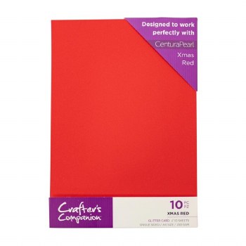 Crafter's Companion Glitter Card 10 Sheets Xmas Red