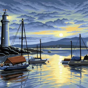 Paint By Numbers - Large - Harbour at Sunrise