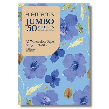 Elements Jumbo A5 Watercolour Pad - 300gsm 50 sheets