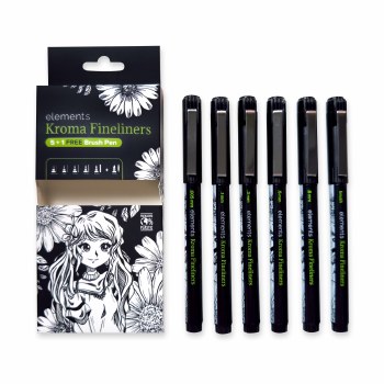 Elements Kroma Fineliners 5 plus 1 Free Brush Pen