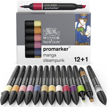 Winsor & Newton Promarker Set 12+1 - Manga Steampunk