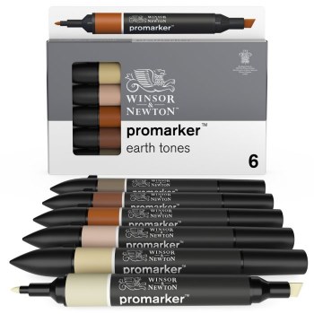 Winsor & Newton Promarker Set 6 - Earth Tones