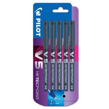 Pilot V5 Rollerball Pens 0.3mm 5Pk Black