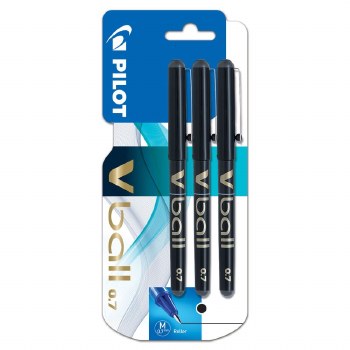 Pilot Vball Rollerball Pens 0.7mm 3PK Black