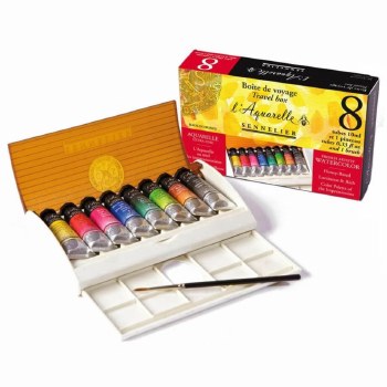 Sennelier L'Aquarelle Watercolour Travel Box 8x10ml & Brush