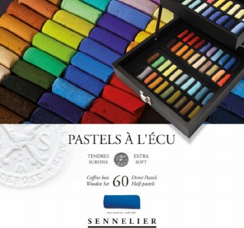 Sennelier Soft Pastels - Standard Set of 60 half-pastels in Black Wooden Box