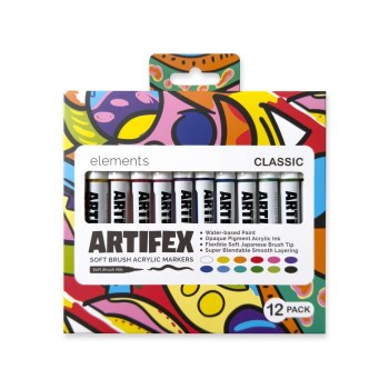Artifex Soft Brush Acrylic Markers - Basic Colours 12 pcs