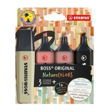 Stabilo BOSS Original Highlighter - Wallet of 4 - Nature Colours