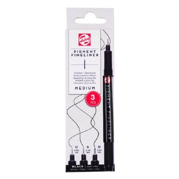 Talens Pigment Fineliner Set Medium, 3 pcs