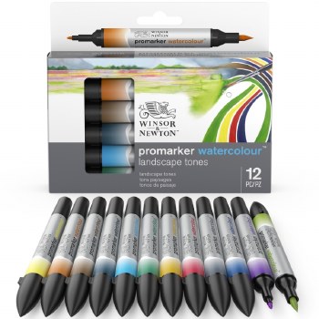 Winsor & Newton Promarker Watercolour - Set of 12 Landscape Tones