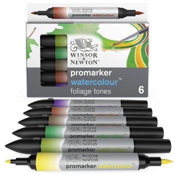 Winsor & Newton Promarker Watercolour Set of 6 Foliage Tones