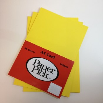 A4 Paperpick Yellow Card 50s