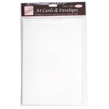 A4 White Card & Envelopes 4pk