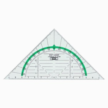 M+R Triangular Ruler - Geometric Set Square/Protractor 16cm