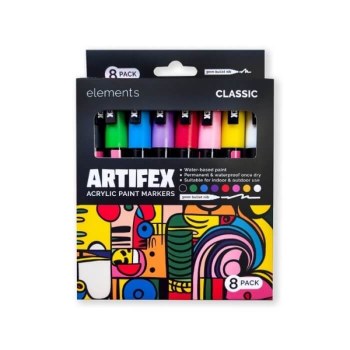 Artifex Acrylic Paint Markers Set of 8 Classic 2-3mm