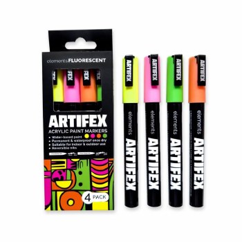Artifex Acrylic Paint Markers Set of 4 Fluorescent 2-3mm