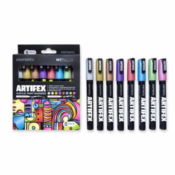 Artifex Acrylic Paint Markers Set of 8 Metallic 2-3mm