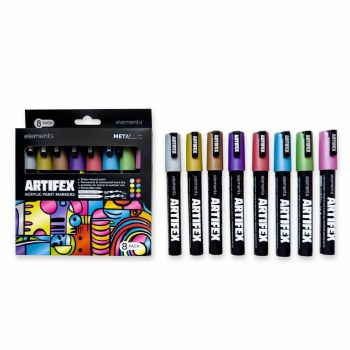 Artifex Acrylic Paint Markers Set of 8 Metallic 5-6mm