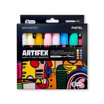 Artifex Acrylic Paint Markers Set of 8 Pastels 5-6mm